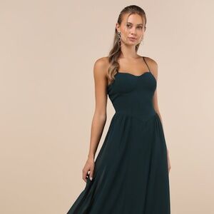 Exuding Excellence Dark Teal Sleeveless Bustier Maxi Dress